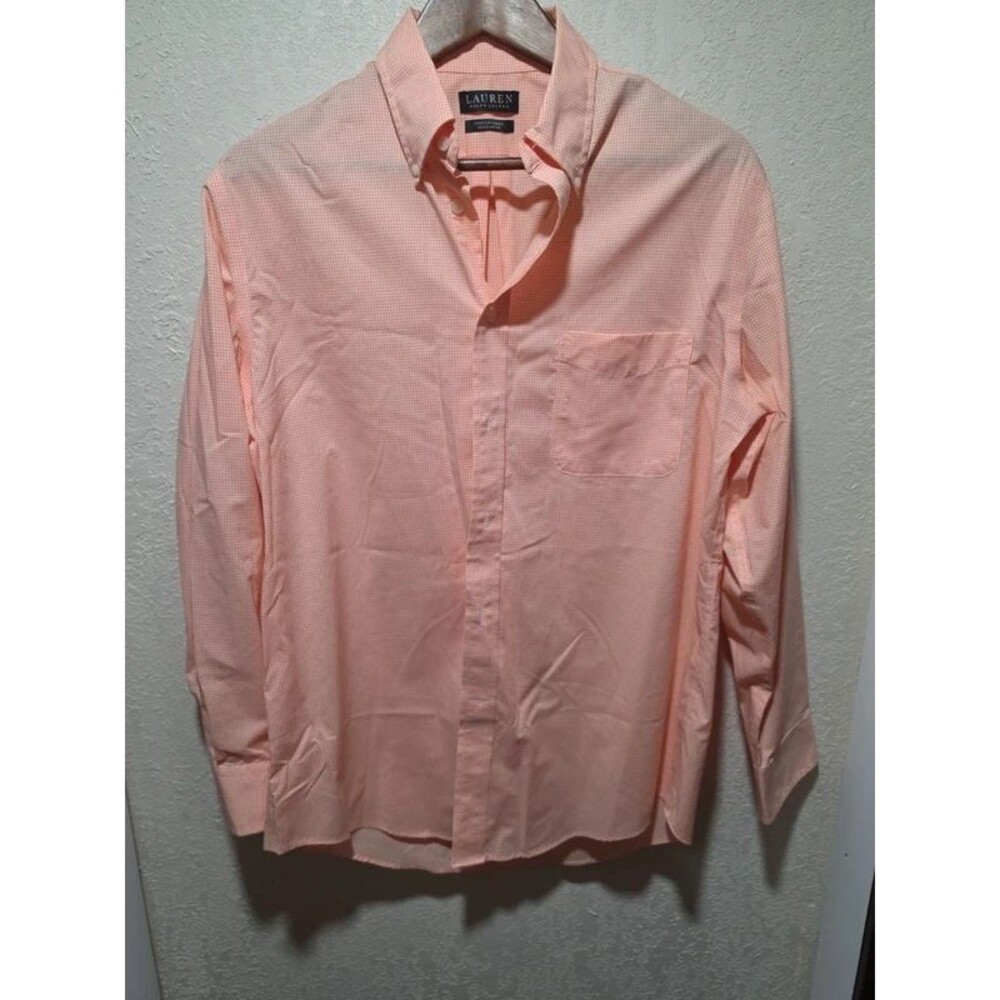 Ralph Lauren Men's Orange White Checked Shirt 15.5 32/33 Stretch Regular Fit